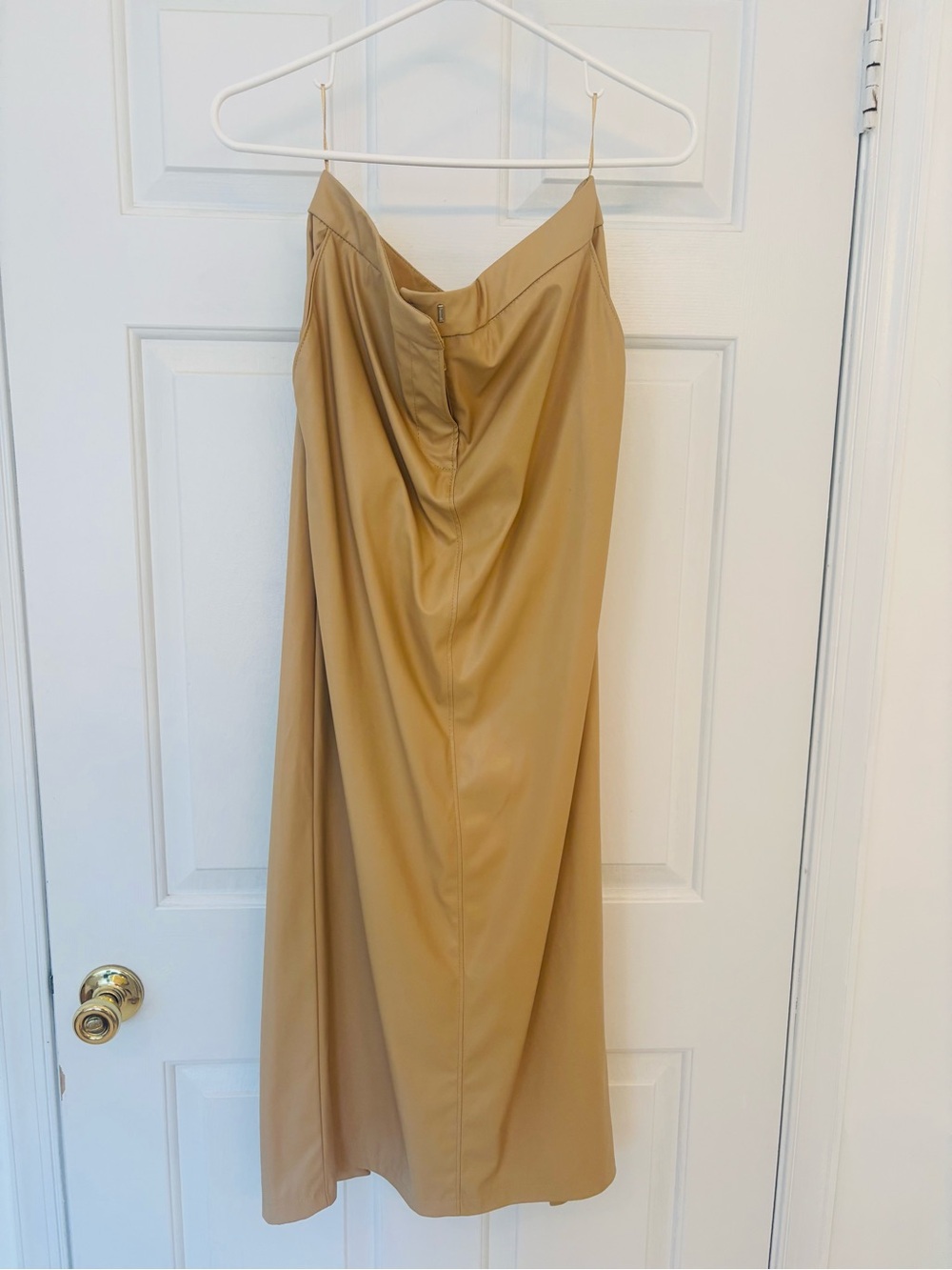 Zara‎ Camel Faux Leather Maxi Skirt Capsule Quiet Luxury Preppy Casual - Picture 2 of 8